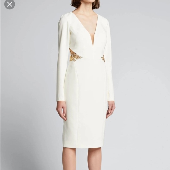 Marchesa Notte Embellished cutout crepe midi dress Size 8 - Picture 4 of 11